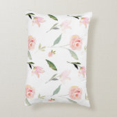 美しい水彩フローラ赤面ピンク アクセントクッション (裏面(縦))