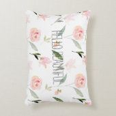 美しい水彩フローラ赤面ピンク アクセントクッション (正面(垂直))