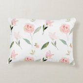 美しい水彩フローラ赤面ピンク アクセントクッション (裏面)