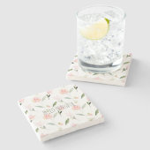 美しい水彩フローラ赤面ピンク ストーンコースター (横)