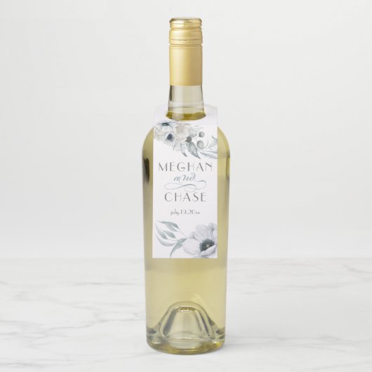 美しい水彩フローラ青 ボトルネックタグ (ボトル)