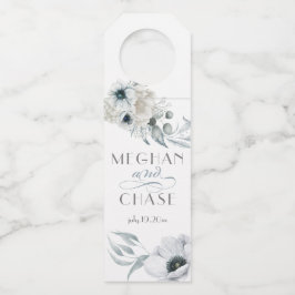 美しい水彩フローラ青 ボトルネックタグ