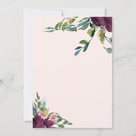 美しい水彩フローラ40歳の誕生日 招待状 (裏面)