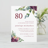 美しい水彩フローラ80誕生日 招待状 (スタンド正面)