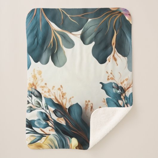 美しい水彩フローラ シェルパブランケット (正面)