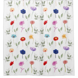 美しい水彩フローラ シャワーカーテン