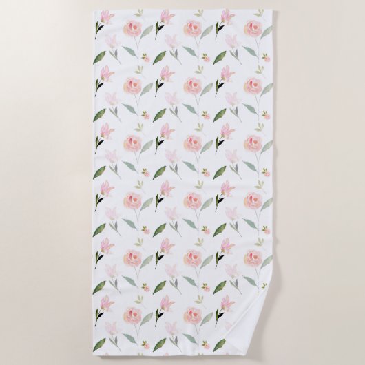 美しい水彩フローラ ビーチタオル (正面)