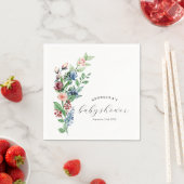 美しい水彩フローラ&緑のベビーシャワー スタンダードカクテルナプキン (インサイチュ)