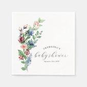 美しい水彩フローラ&緑のベビーシャワー スタンダードカクテルナプキン (正面)