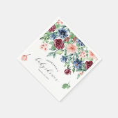 美しい水彩フローラ&緑のベビーシャワー スタンダードカクテルナプキン (角)
