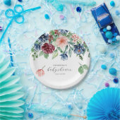 美しい水彩フローラ&緑のベビーシャワー ペーパープレート (パーティー)