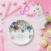 美しい水彩フローラ&緑のベビーシャワー ペーパープレート (パーティー)