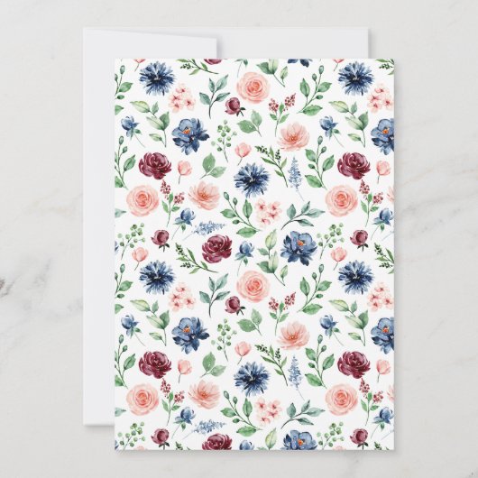 美しい水彩フローラ&緑のベビーシャワー 招待状 (裏面)