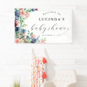 美しい水彩フローラ&緑のベビーシャワー 横断幕 (インサイチュ)