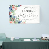 美しい水彩フローラ&緑のベビーシャワー 横断幕 (トレードショー)