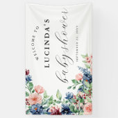 美しい水彩フローラ&緑のベビーシャワー 横断幕 (縦)