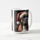 美しい水彩ボクサー犬のクリスマス コーヒーマグカップ (正面右)