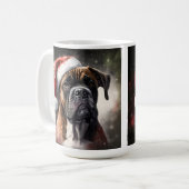 美しい水彩ボクサー犬のクリスマス コーヒーマグカップ (正面左)