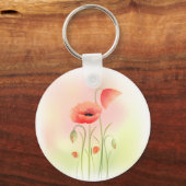 美しい水彩ポピーの花 キーホルダー (正面)