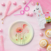 美しい水彩ポピーフラワー ペーパープレート (パーティー)