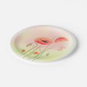 美しい水彩ポピーフラワー ペーパープレート (アングル)