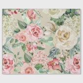 美しい水彩ローズのウェディング ラッピングペーパー (フラット)