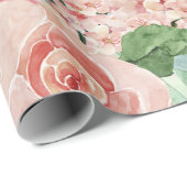 美しい水彩ローズのウェディング ラッピングペーパー (ロールコーナー)