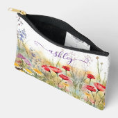 美しい水彩ワイルドフラワーガーデンネーム アクセサリーポーチ (見開き)