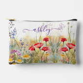 美しい水彩ワイルドフラワーガーデンネーム アクセサリーポーチ (正面)