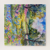 美しい水彩ワイルドフラワーフィールド ジグソーパズル (横)