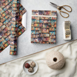 美しい水彩図書図書本棚 ラッピングペーパー