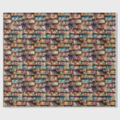 美しい水彩図書図書本棚 ラッピングペーパー (フラット)