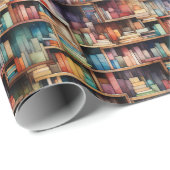 美しい水彩図書図書本棚 ラッピングペーパー (ロールコーナー)