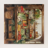 美しい水彩地方の野菜店 ジグソーパズル (横)