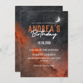 美しい水彩夜空アート誕生日 招待状 (正面/裏面)