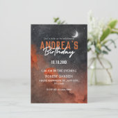 美しい水彩夜空アート誕生日 招待状 (スタンド正面)