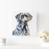 美しい水彩大きなダン犬 スクエア壁時計 (ホーム)