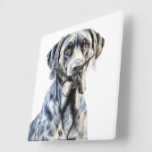 美しい水彩大きなダン犬 スクエア壁時計 (傾斜)