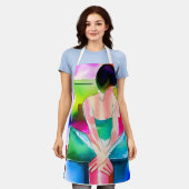 美しい水彩女性 エプロン (着用した状態)