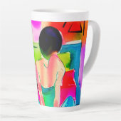 美しい水彩女性 カフェラテマグ (右アングル)