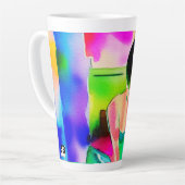 美しい水彩女性 カフェラテマグ (左アングル)