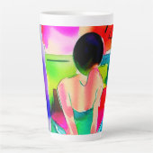 美しい水彩女性 カフェラテマグ (正面)