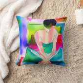 美しい水彩女性 クッション (ブランケット)