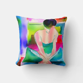 美しい水彩女性 クッション