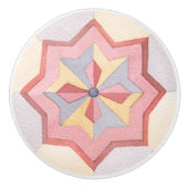 美しい水彩幾何学模様レトロパターンピンク セラミックノブ (正面)