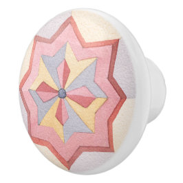 美しい水彩幾何学模様レトロパターンピンク セラミックノブ