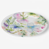 美しい水彩春の花ブルーピンク ペーパープレート (アングル)