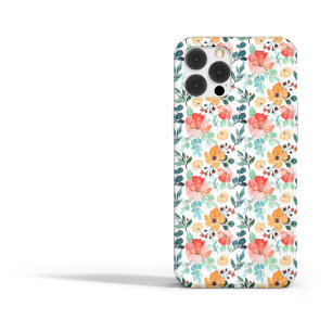 美しい水彩植物性花模様+モノグラム iPhone 15ケース