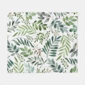 美しい水彩植物性葉植物模様 フリースブランケット (正面(横))