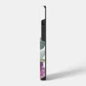 美しい水彩植物画の花とモノグラム iPhoneケース (左側面)